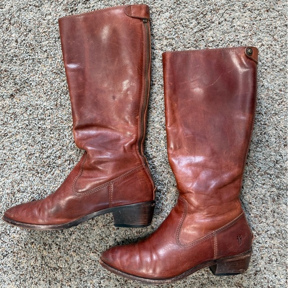 Frye Button Brown Leather Zip Riding 6M 3475894 - Picture 10 of 17